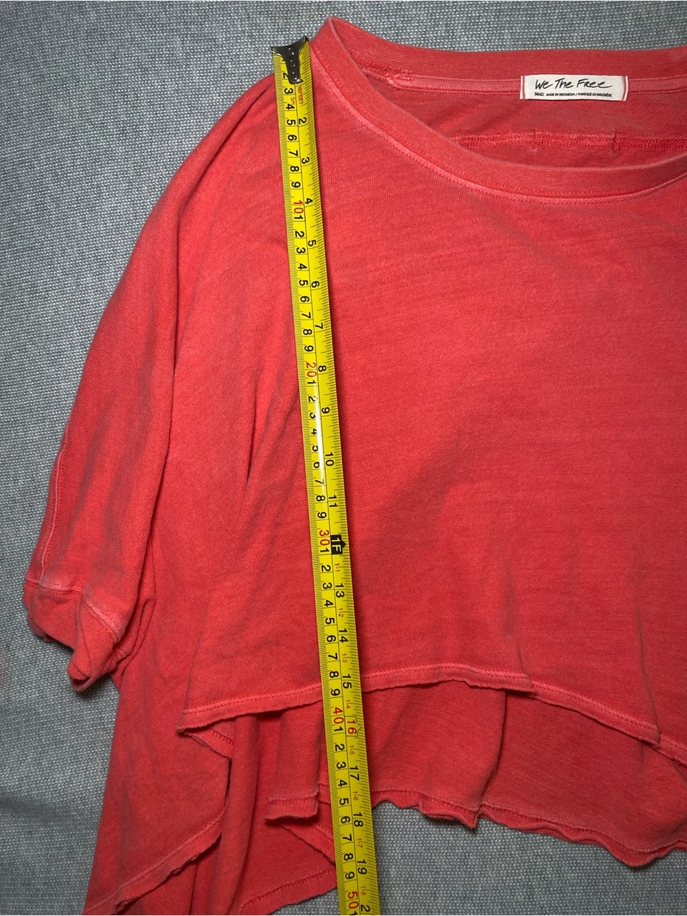 We the Free Oversized Hot Red Coral Cropped Tee Size S - Picture 4 of 6